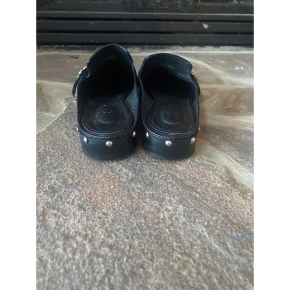 The Kooples black leather silver studded mule flat slides 7 / 38 buckle - Picture 5 of 5